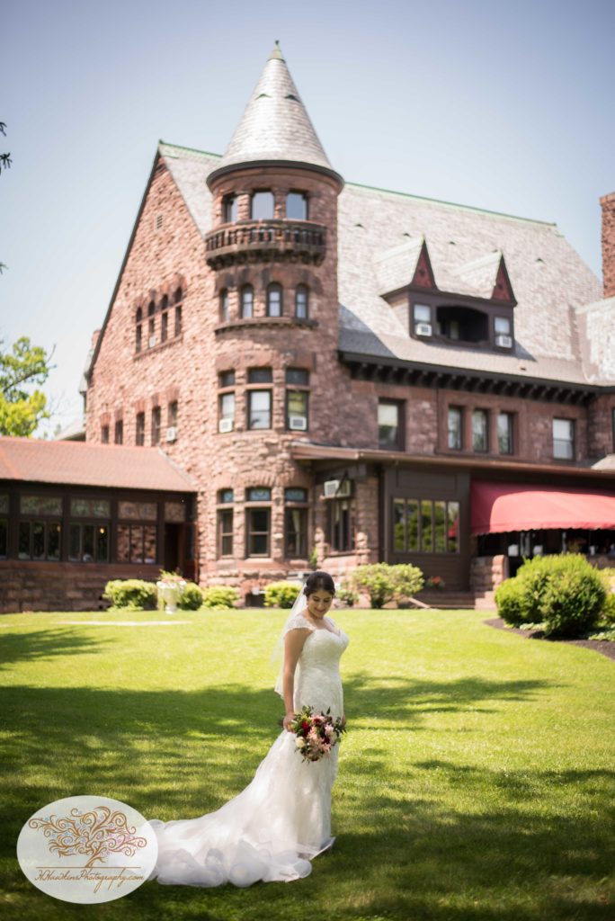 Bride's picture outside Belhurst Castle