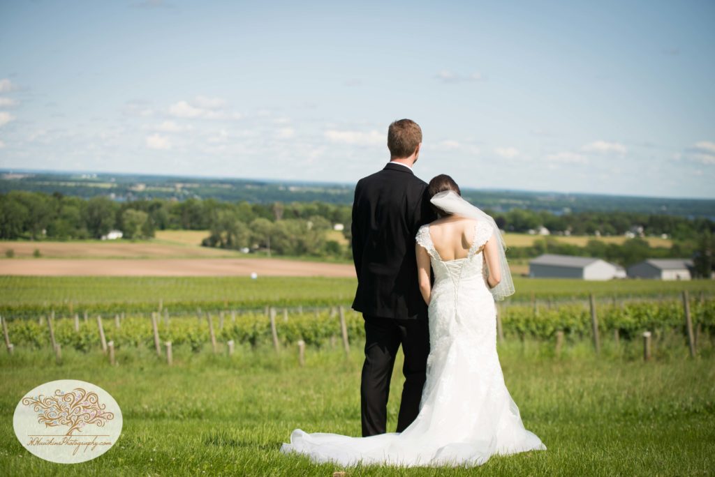 Bride and groom fingerlakes winery wedding picture Belhurst Castle