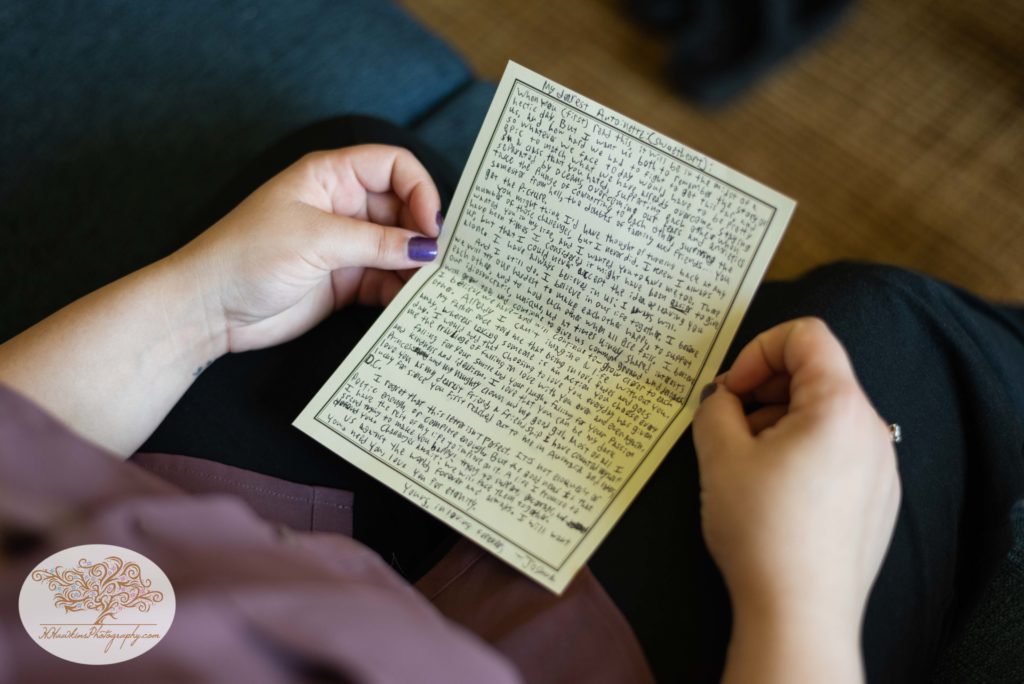 Love letter from groom to bride on wedding day