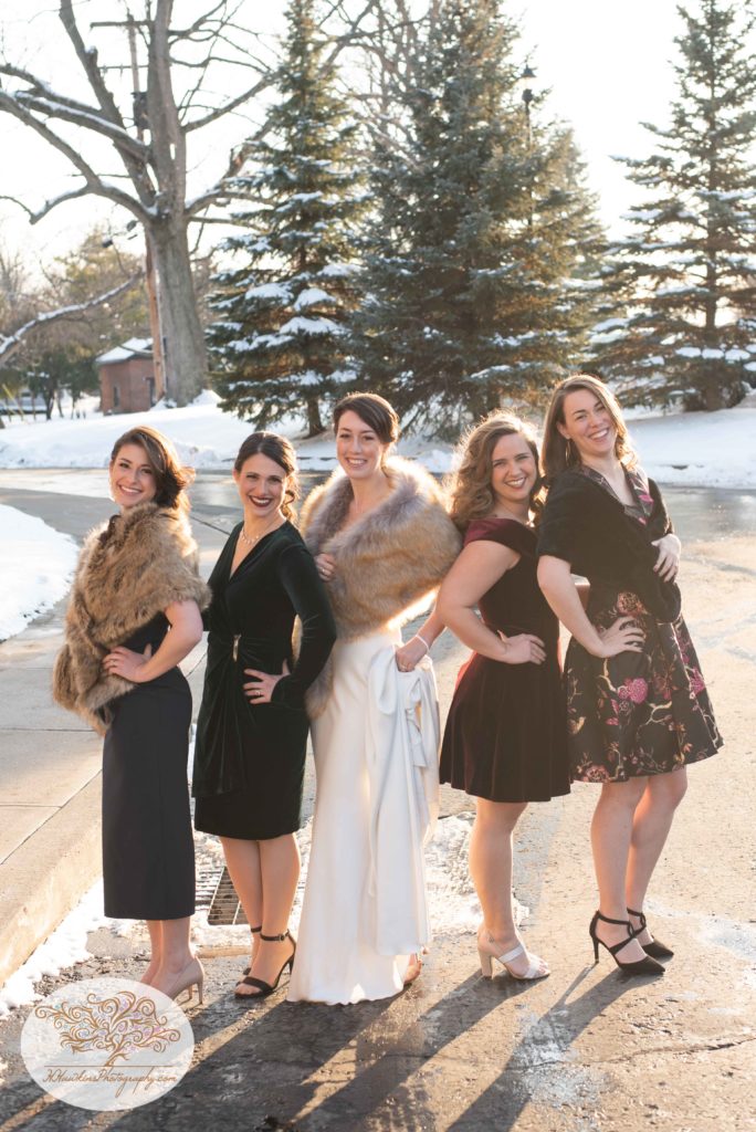 Bride and her friends pose together
