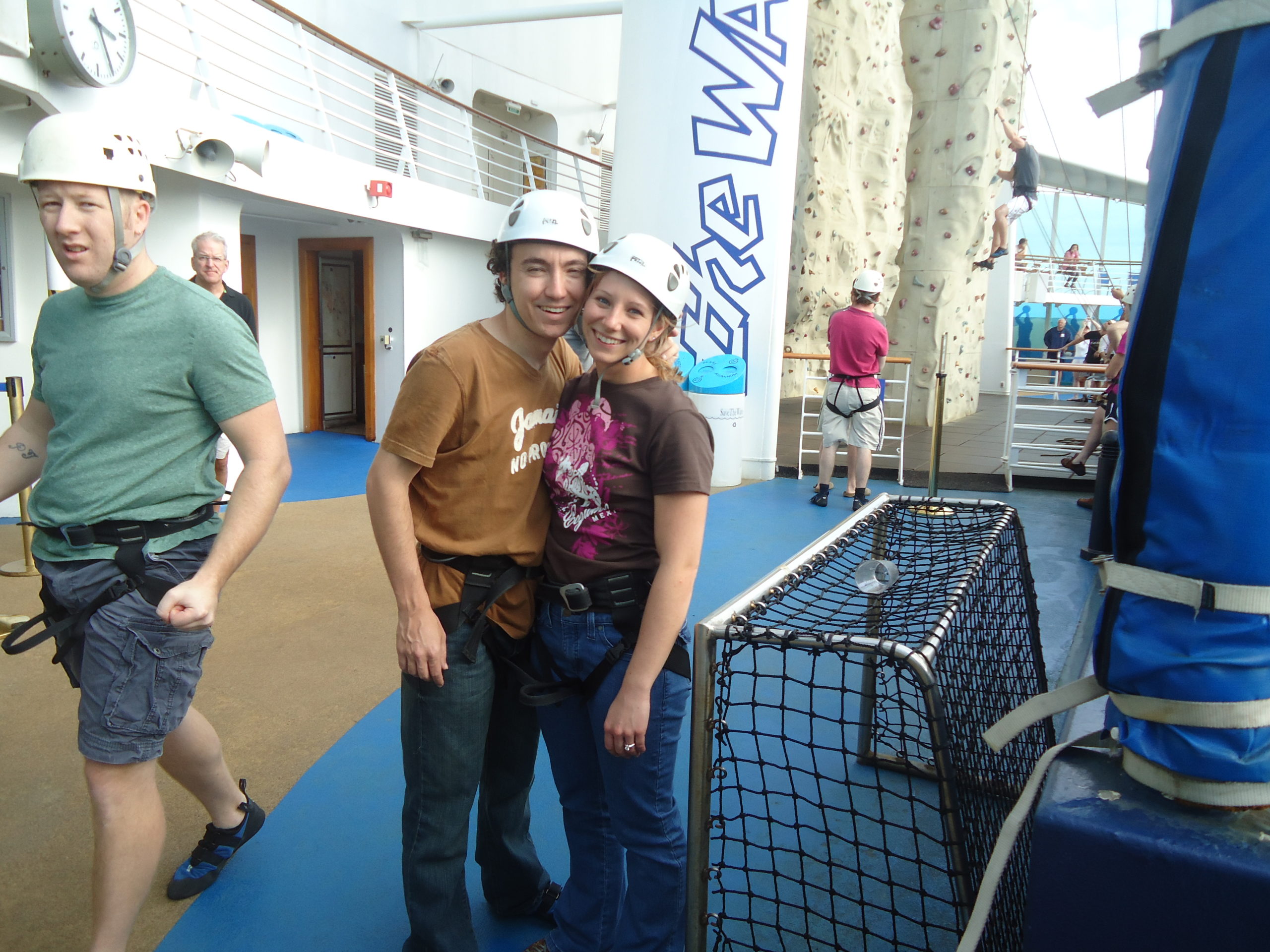 Newly engaged couple rock climbs on Royal Caribbean's Freedom of the Seas