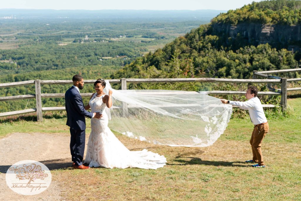 Syracuse wedding photographer tosses veil to get a really great shot at John Boyd Thatcher State Park