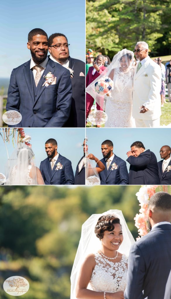 Collage of bride and groom's wedding ceremony at John Boyd Thatcher State Park