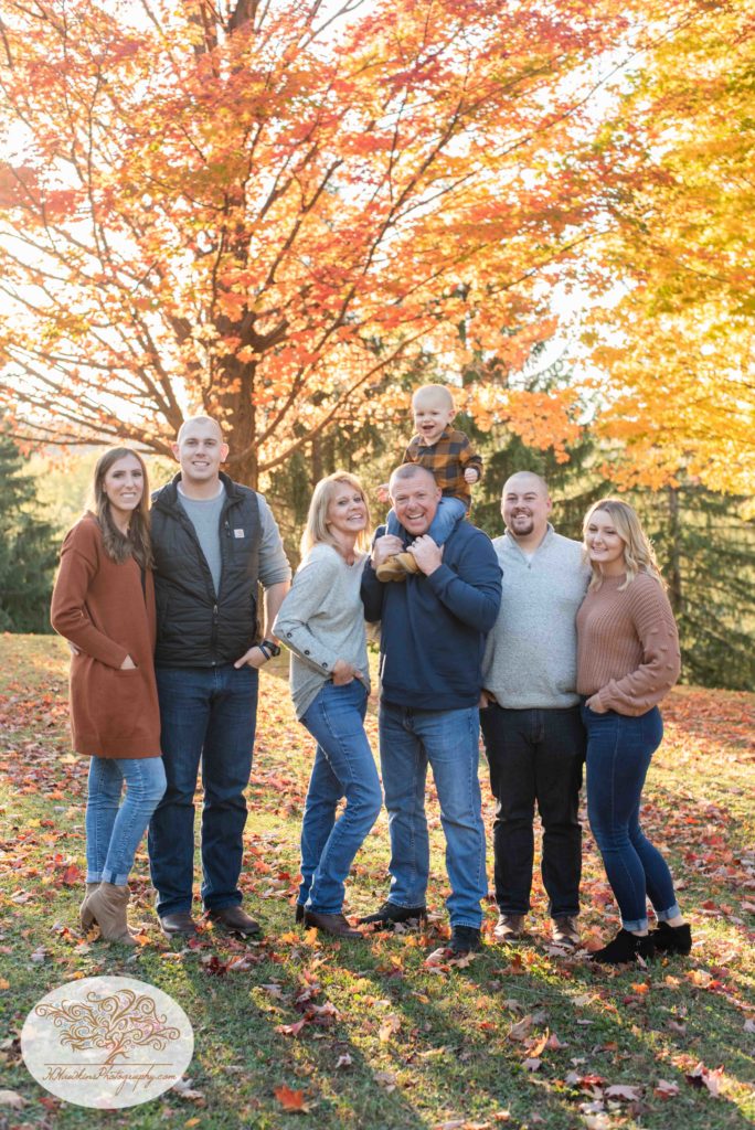 Extended family picture at the top of the hill at Gillie Lake Camillus NY in the fall