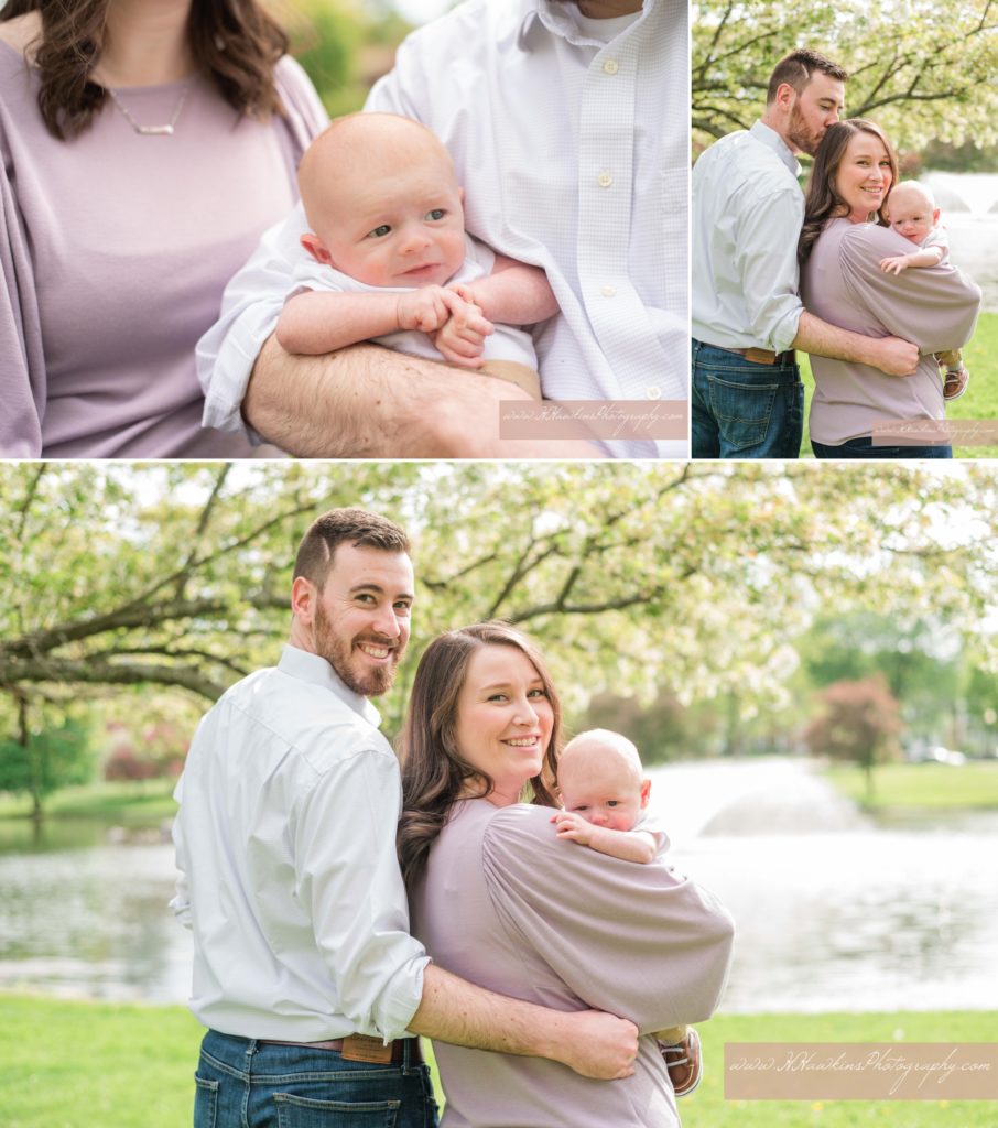 Pictures of mom and dad with their son during their extended family pictures by Syracuse Family Photographer