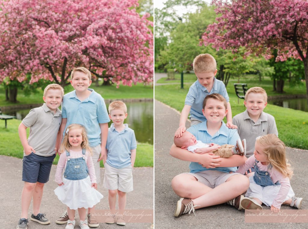 Collage of cousins together during extended family pictures by Syracuse family photographer at Hoopes Park Auburn NY